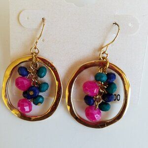 Kim Rogers Earrings Magenta Blue Green Gold "Boho Wrap"